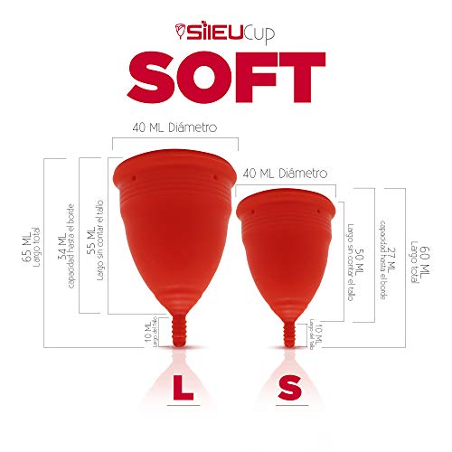 Copa Menstrual Sileu Cup Soft - Ayuda prevenir infecciones urinarias, cistitis, vejigas sensibles, calambres, cólicos menstruales - Disminuye dolor causado por menstruación - Talla S, Morado