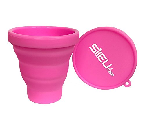 Copa Menstrual Sileu Cup Soft - Mujeres con Vejigas sensibles, calambres, cólicos menstruales - Ayuda a prevenir cistitis - La más vendida en farmacias - Talla L Morado + Esterilizador Plegable Rosa