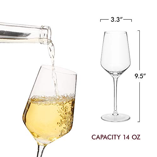 Copas de vino de cristal – Copas de vino tinto y blanco sopladas a mano – Juego de 4 copas de vino de tallo largo, cristal premium, boda, aniversario, Navidad – 13 oz, transparente