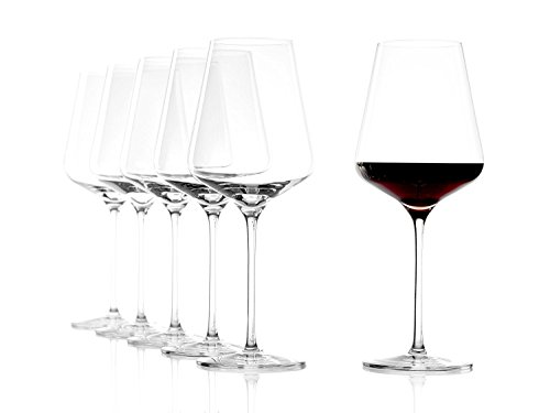 Copas de vino estilo Burdeos Quatrophil de Stölzle Lausitz, de 644 ml, juego de 6 copas, imitan el vidrio soplado, de máxima calidad y compatibles con lavavajillas