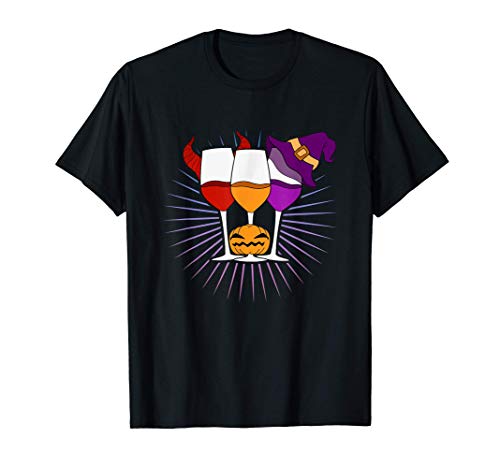 Copas de vino I Disfraz de Halloween I Vino divertido Camiseta