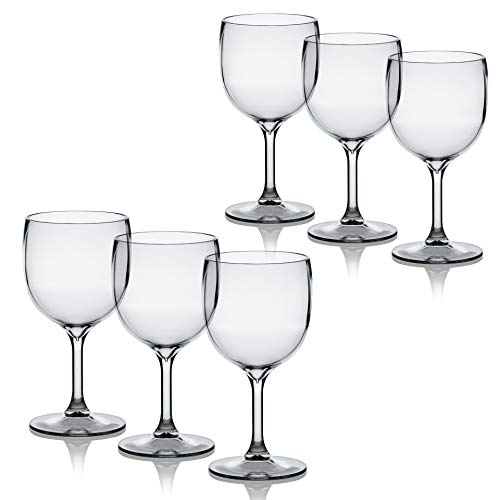 Copas de vino plastico plástico reutilizables vasos agua policarbonato irrompibles 26cl - Juego de 6 copas