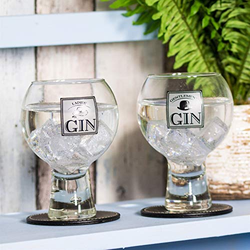 Copas para gin tonic Ladies & Gentlemen, igual cantidad para hombre y mujer, Transparente, 9.5cm (DIA) x 14.5cm (H)