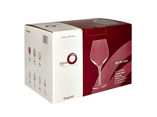 Copas para vino tinto Exquisit tipo Borgoña de Stölzle Lausitz, de 650 ml, juego de 6, aptas para lavavajillas: Copas de alta calidad para vino tinto, fabricadas en cristal resistente a roturas, elegantes y finas.