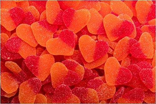 Corazones de goma La Asturiana - Golosinas en forma de corazón, con sabor a melocotón, bolsa de 1 kilo, sin gluten