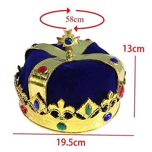 Corona De Rey Para Los Niños De Vestir Sombreros Oro Del Rey De La Corona De Cosplay Traje De Accesorios De Halloween Sombreros Sombreros Del Partido (Azul)