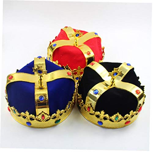 Corona De Rey Para Los Niños De Vestir Sombreros Oro Del Rey De La Corona De Cosplay Traje De Accesorios De Halloween Sombreros Sombreros Del Partido (Azul)