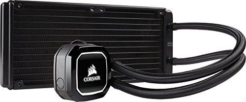 Corsair H100x Hydro Series - Refrigerador líquido para CPU (Radiador de 240 mm, dos ventiladores PWM de 120 mm, LED blanco), Negro