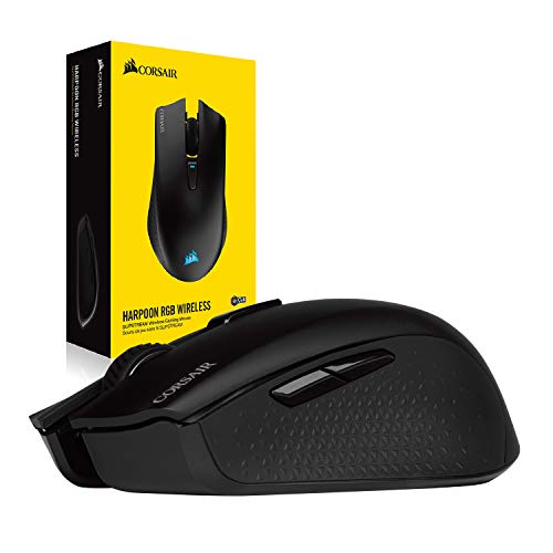 Corsair Harpoon RGB Wireless, Ratón Para Juegos Recargable (Tecnología Slipstream, Retroiluminación Led Rgb, 10 000 Ppp, Óptico), RF inalámbrica + Bluetooth, Inalámbrico, Negro