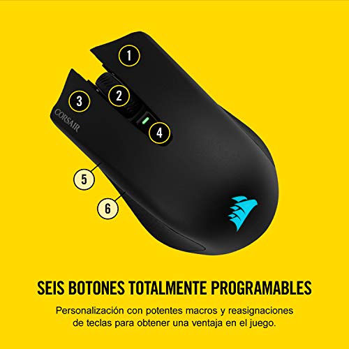 Corsair Harpoon RGB Wireless, Ratón Para Juegos Recargable (Tecnología Slipstream, Retroiluminación Led Rgb, 10 000 Ppp, Óptico), RF inalámbrica + Bluetooth, Inalámbrico, Negro