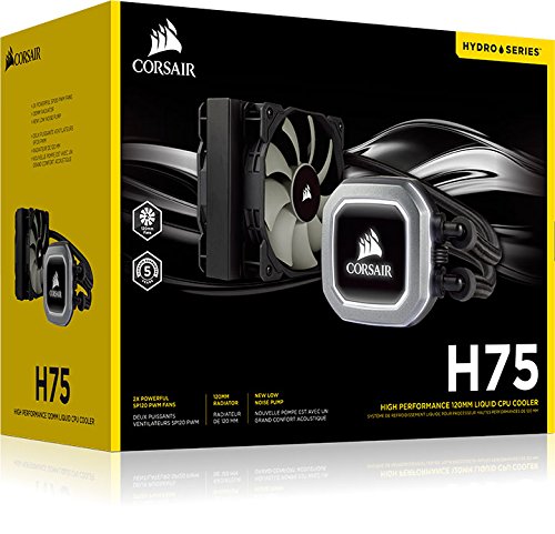 Corsair Hydro Series H75 (2018) - Sistema de Refrigeración líquida para CPU de Rendimiento (Radiador de 120 mm, LeD Blanco), Negro