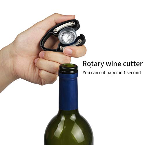 Cortacápsulas para botellas de vino con imanes, cortador de mano de 4 ruedas, 1 unidad, HJGZQ, negro