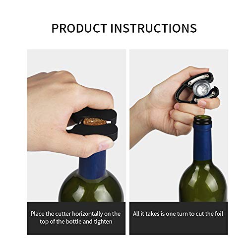 Cortacápsulas para botellas de vino con imanes, cortador de mano de 4 ruedas, 1 unidad, HJGZQ, negro