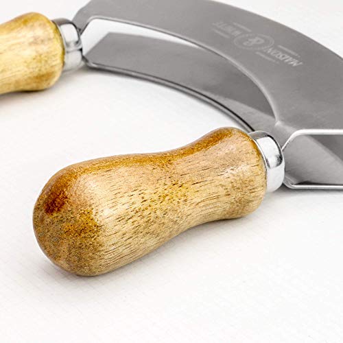 Cortador de hierbas y tabla de cortar Hachoir | Cuchillo Mezzaluna De Acero Inoxidable | Ajo Cobre | Utensilios de cocina | M&W