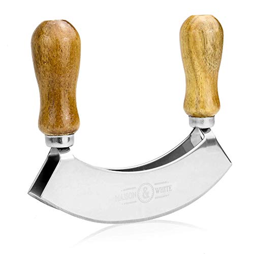 Cortador de hierbas y tabla de cortar Hachoir | Cuchillo Mezzaluna De Acero Inoxidable | Ajo Cobre | Utensilios de cocina | M&W