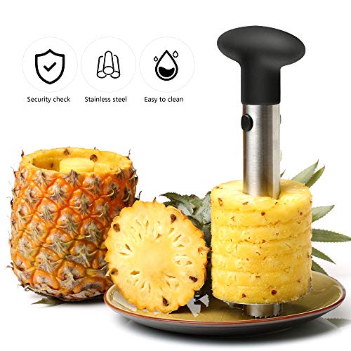 Cortador de Piña y pelador de piña de Acero Inoxidable, Herramienta para el hogar y la Cocina con Cuchilla Afilada para Anillos de Frutas dicadas, [Mejorada, Reforzada, Gruesa]