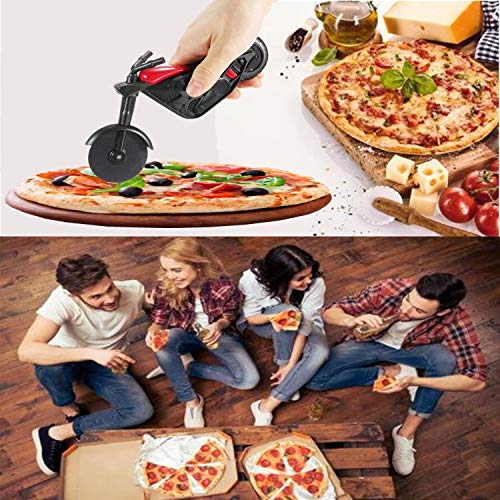 Cortador de pizza con forma de motocicleta, en acero inoxidable