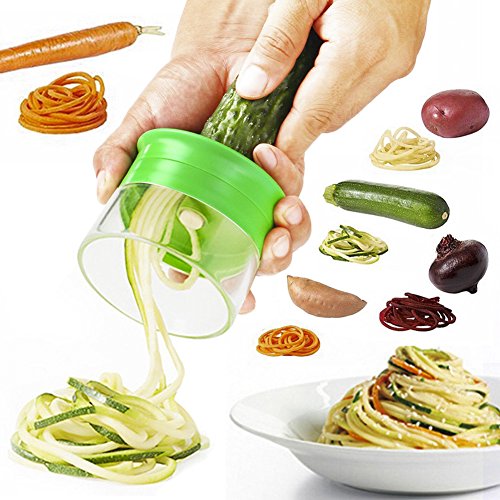 Cortador de Verduras - Cortador en espiral Rallador y Cortador Manual Utensilio con 3 Cuchillas para Cortador de Pepinos Rallador de Zanahorias Rallador de Espiral