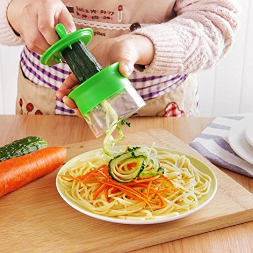 Cortador de Verduras Frutas en Espiral, Pelador y Rallador de Verduras, Utensilios de Cocina en forma de Espirales para Platos Sanos y Creativos, Herramienta de la Cocina Profesional Color Verde LMMVP