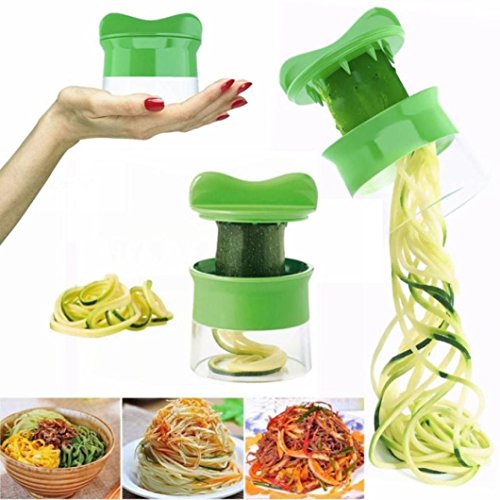 Cortador de Verduras Frutas en Espiral, Pelador y Rallador de Verduras, Utensilios de Cocina en forma de Espirales para Platos Sanos y Creativos, Herramienta de la Cocina Profesional Color Verde LMMVP