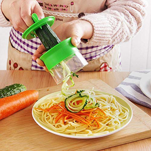 Cortador de Verduras, GUORUI Ralladores de Cocina ,Calabacin Pasta,Cortador en Espiral Manual,Adecuado para Zanahorias,Pepinos,Vegetal Veggetti Slicer Pepino (Verde)