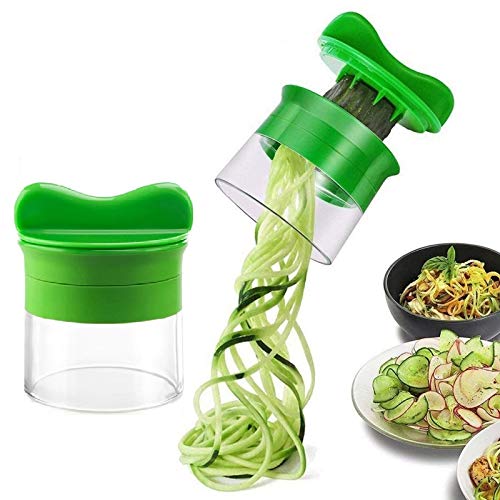 Cortador de Verduras, GUORUI Ralladores de Cocina ,Calabacin Pasta,Cortador en Espiral Manual,Adecuado para Zanahorias,Pepinos,Vegetal Veggetti Slicer Pepino (Verde)