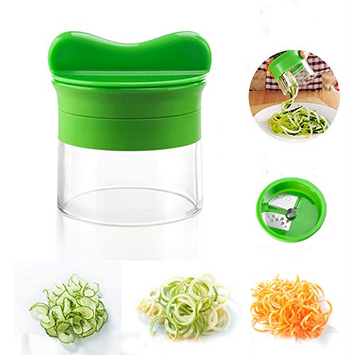 Cortador de Verduras, GUORUI Ralladores de Cocina ,Calabacin Pasta,Cortador en Espiral Manual,Adecuado para Zanahorias,Pepinos,Vegetal Veggetti Slicer Pepino (Verde)