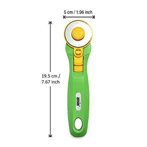 Cortador rotativo-45mm | Acero inoxidable Premium Sharp Blade | Perfeccione para acolchar, arte, confección (verde lima)