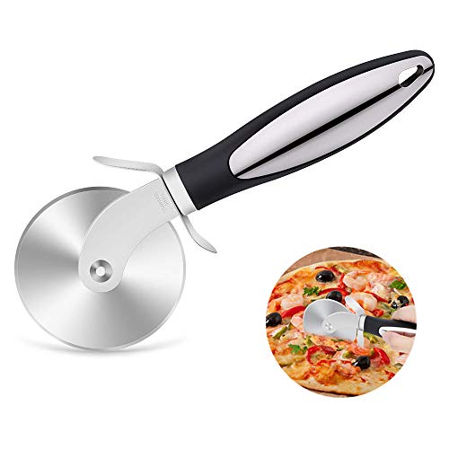 Cortapizzas, Corta Pizza Elegante Cortador con Rueda de Acero Inoxidable, Mango de Silicona y Protección Anticortes - Apto Para Lavavajillas - Para Todo Tipo De Masa - Accesorios Cocina