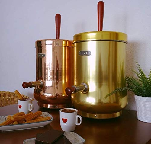 COSBIBCN CHOCOLATERA. para Mantener Caliente y Servir Leche, Agua, té, Chocolate, Vino,Caldo.Gran diseño, para Locales con Encanto. 1000W, 230VAC, Color Cobre, Capacidad 6L.