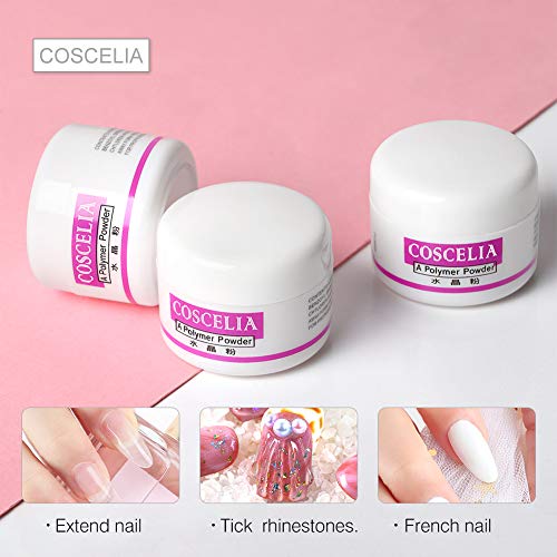 Coscelia Uñas Decoración de Uña Arte Primer Uñas Liquido 75ml Herramientos Lima de Uñas Lijado Bloque 20pcs Moldes Uñas Guías Extensión Kit de Manicura