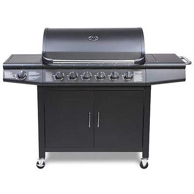 CosmoGrill barbacoa 6+1 Pro Gas Grill BBQ, negro