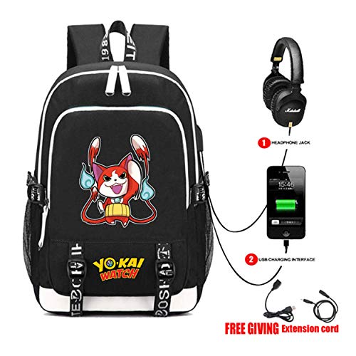 Cosstars YO-Kai Watch PuniPuni Juego Bolsa de Estudiante Mochila para Portátil con Puerto de Carga USB y Conector para Auriculares /1