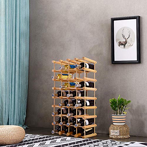 COSTWAY Botellero para 40 Botellas Madera Estante Porta Vino Vitrina Organizador de Vino