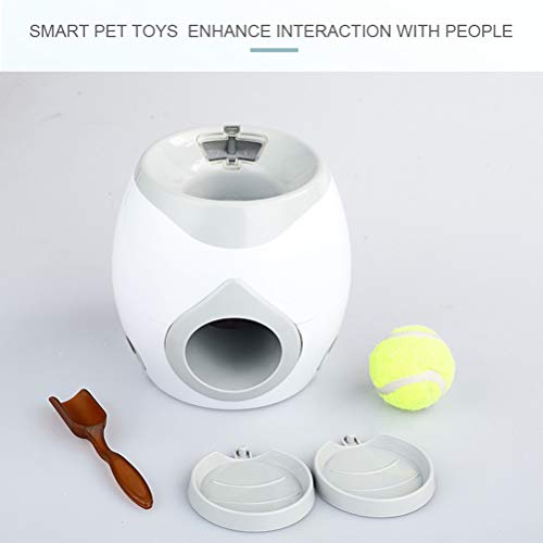 CoURTerzsl lanzador automático de bolas de perro con alimentador, pelota interactiva para perros y traer bolas de tenis y golosinas, dispensador de golosinas, máquina de recompensa para perros