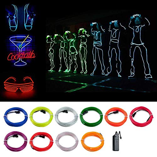 COVVY Cable LED Tira de Luces de Neon Flexible de Alimentado 3 Modos de Funcionamiento, Decoración de Coche, Fiestas, Disfraz de Carnaval (Verde esmeralda, 5M)