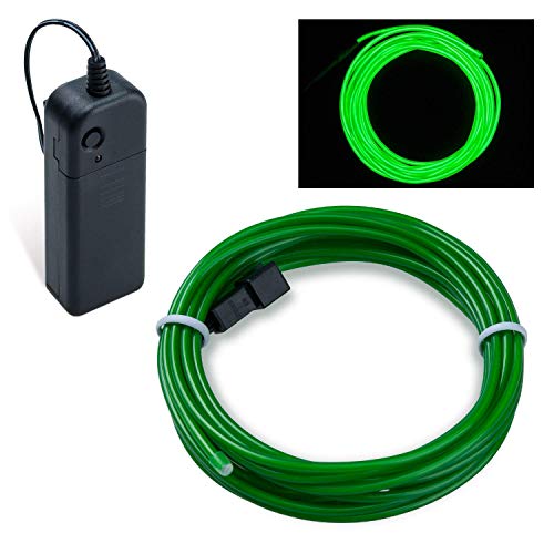 COVVY Cable LED Tira de Luces de Neon Flexible de Alimentado 3 Modos de Funcionamiento, Decoración de Coche, Fiestas, Disfraz de Carnaval (Verde esmeralda, 5M)