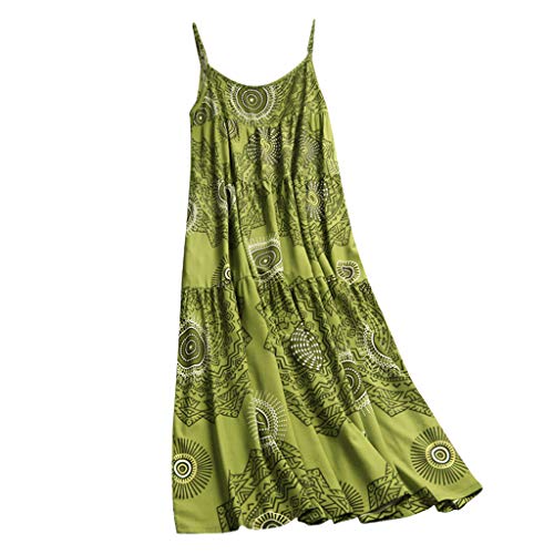 COZOCO Mujer Verano De Playa Vestido De Verano Vestido Verano Mujer Camiseta AlgodóN Casual Tallas Grandes Vestido De Tallas Grandes De Playa(Verde,EU-42/CN-2XL)