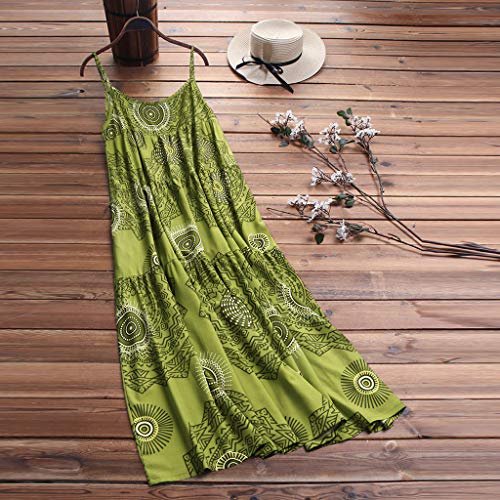 COZOCO Mujer Verano De Playa Vestido De Verano Vestido Verano Mujer Camiseta AlgodóN Casual Tallas Grandes Vestido De Tallas Grandes De Playa(Verde,EU-42/CN-2XL)