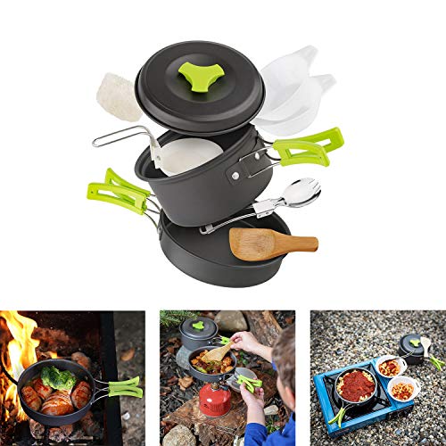 Cozywind Utensilios de Cocina para Camping para 1-2 Personas, Juego de Olla para Acampada y Senderismo, Portátil y Liviano para Cocinar al Aire Libre (0.5)