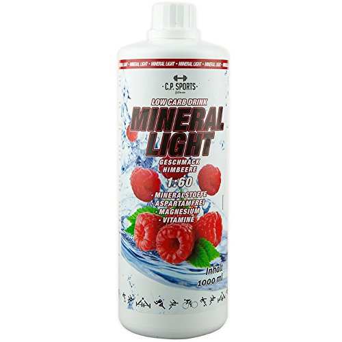 C.P. Sports Mineral Light (1 litro - Frambuesas) - Concentrado de bebida de sirope de electrolitos, mineral y vitaminas, varios tipos, incluye bomba dosificadora, Jarabe-Bebida