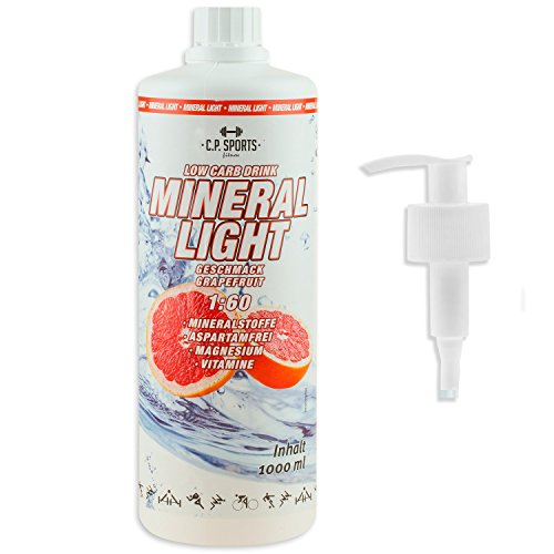 C.P. Sports Mineral Light (1 litro - Pomelo rosa) - Concentrado de bebida de sirope de electrolitos, mineral y vitaminas, varios tipos, incluye bomba dosificadora, Jarabe-Bebida