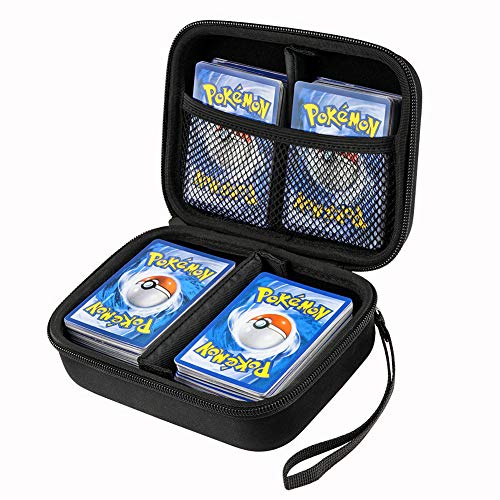 Cpano Bolsa de Almacenamiento de Transporte de Estuche rígido para Tarjetas de Comercio Pokemon/YuGiOh/UNO/Se Adapta a hasta 400 Tarjetas,Titular de Juego de Cartas con Divisor extraíble (Negro)