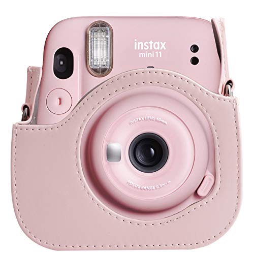 Cpano PU Funda de Cuero para cámara para Fujifilm Instax Mini 11 Cámara instantánea con Correa y Bolsillo Ajustables. (Rosa)