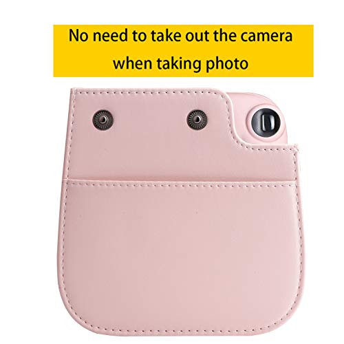 Cpano PU Funda de Cuero para cámara para Fujifilm Instax Mini 11 Cámara instantánea con Correa y Bolsillo Ajustables. (Rosa)