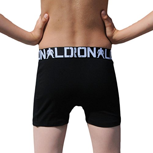 CR7 CRISTIANO RONALDO engan Joven Liegende Calzoncillos Line Trunk de 2 Pack, niño, Enganliegende Boxershorts Line Trunk 2-Pack, Negro, 13-15