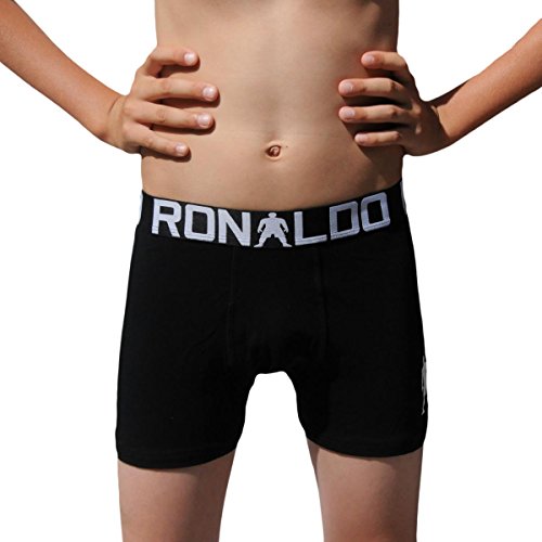 CR7 CRISTIANO RONALDO engan Joven Liegende Calzoncillos Line Trunk de 2 Pack, niño, Enganliegende Boxershorts Line Trunk 2-Pack, Negro, 13-15