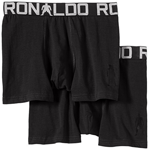 CR7 CRISTIANO RONALDO engan Joven Liegende Calzoncillos Line Trunk de 2 Pack, niño, Enganliegende Boxershorts Line Trunk 2-Pack, Negro, 13-15