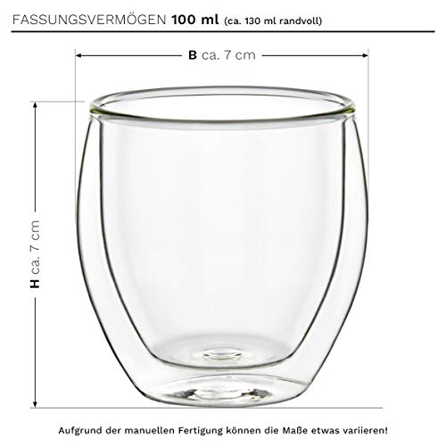 Creano Conjunto de 6 Vasos de Café Expreso de Doble Pared, Vasos Térmicos con Efecto de Flotación | 100ml