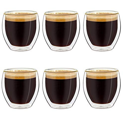 Creano Conjunto de 6 Vasos de Café Expreso de Doble Pared, Vasos Térmicos con Efecto de Flotación | 100ml